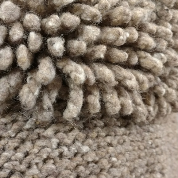 Irish Sweater Jacket Cardigan Coat Natural Neutral Fun Shaggy Collar frt Pockets - Picture 5 of 8